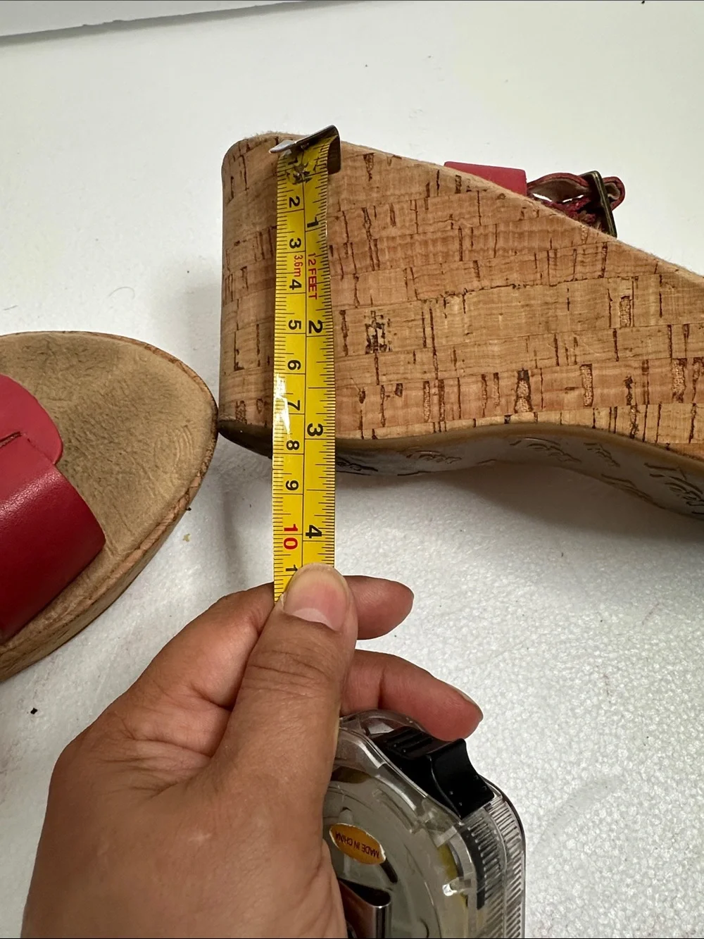 Kork-Ease Della Red Leather cork wedge Ankle-Strap Sandals with Buckle size 11